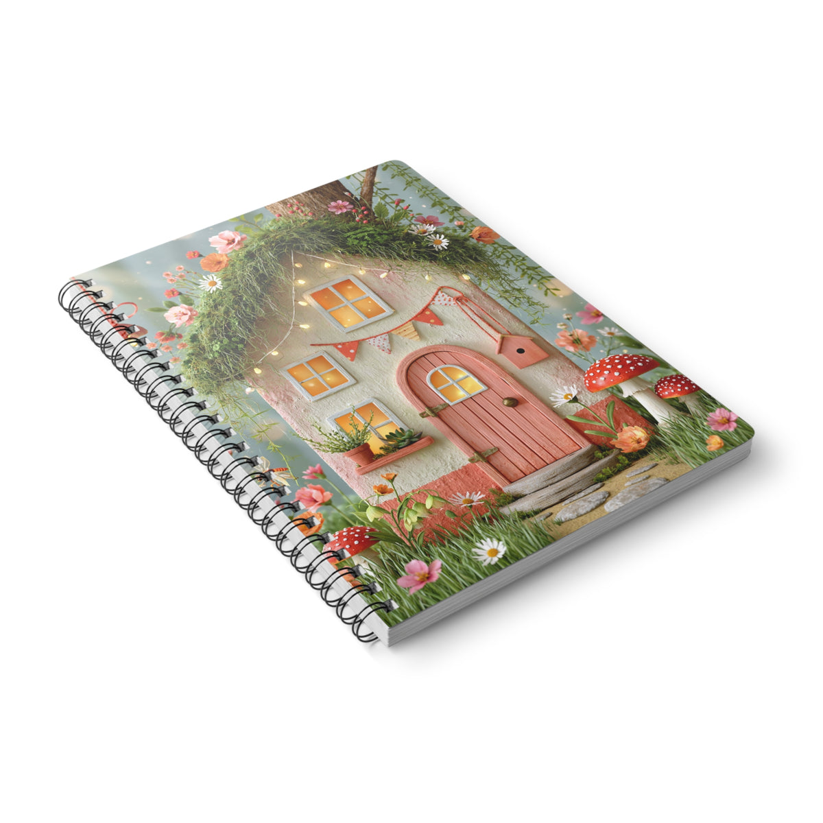 Enchanted Cottage A5 Lined Notebook | Whimsical Fairy Garden Journal