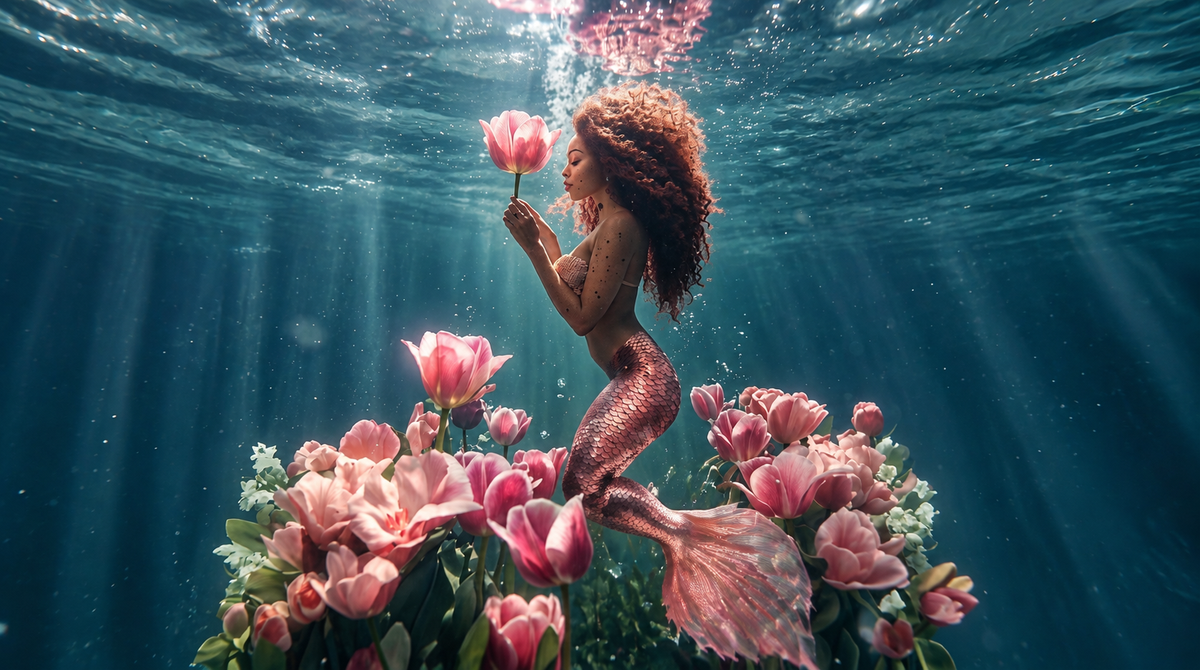 Maiden of the Tulip Tide | Premium Digital Wallpaper