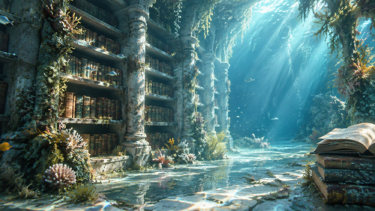 Library of the Sunken Citadel | Premium Digital Wallpaper
