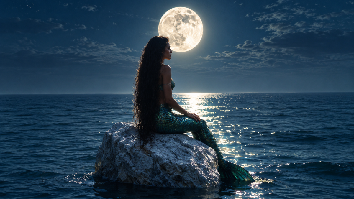 Siren of the Midnight Moon | Premium Digital Wallpaper