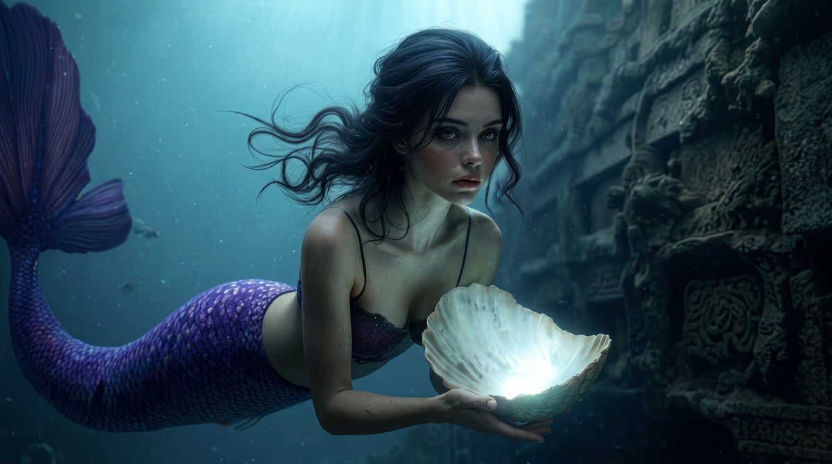 Maiden of the Luminous Shell | Premium Digital Wallpaper