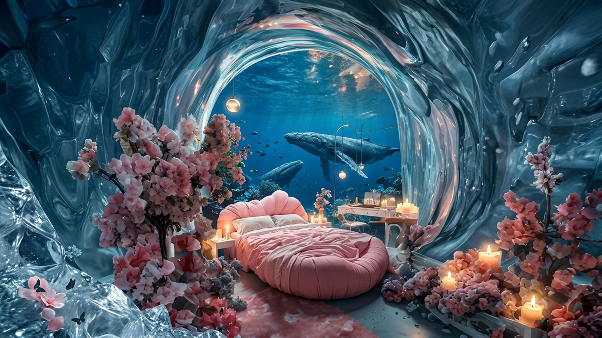 Whale Sanctuary of the Frozen Vault | Premium Digital Wallpaper