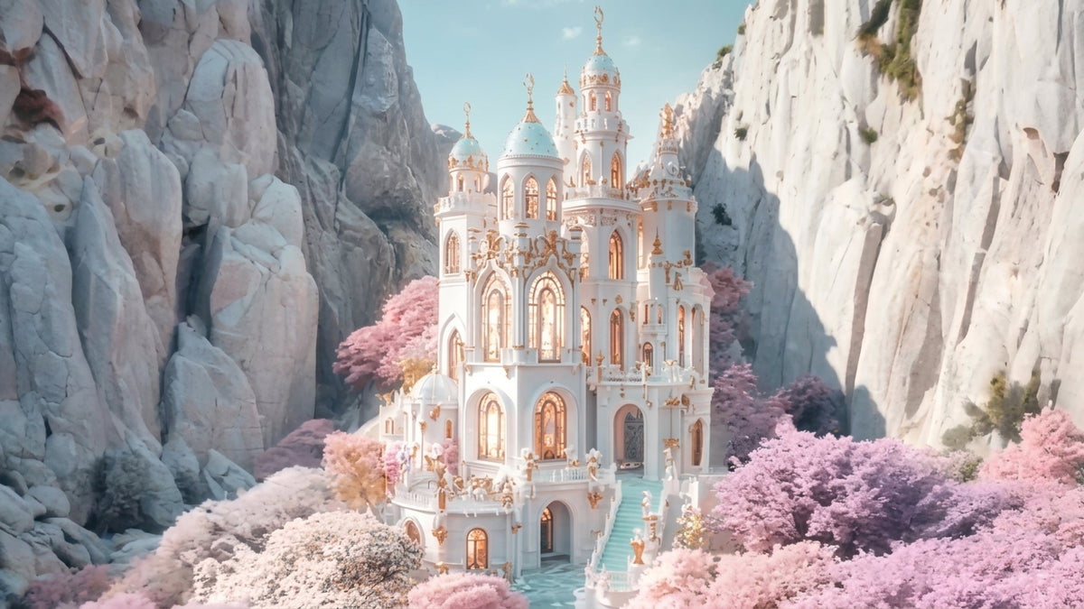 Cherry Blossom Spire of the Rock Canyon | Premium Digital Wallpaper