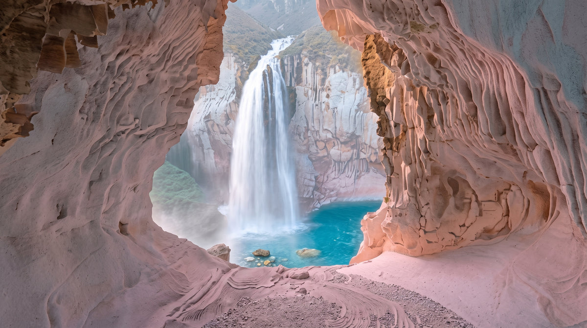 Grotto of the Gilded Cascade | Premium Digital Wallpaper