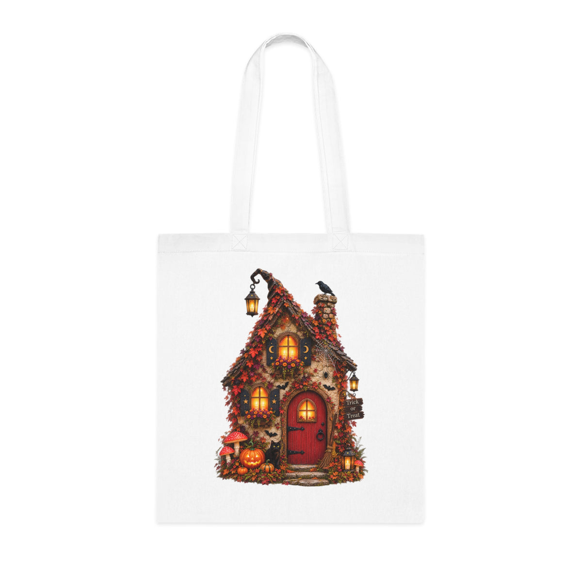 Cozy Autumn Woods Witch House Tote Bag