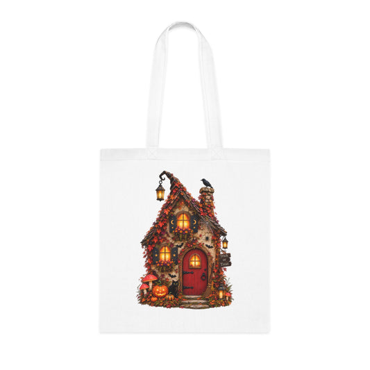 Cozy Autumn Woods Witch House Tote Bag