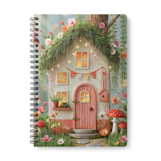 Enchanted Cottage A5 Lined Notebook | Whimsical Fairy Garden Journal