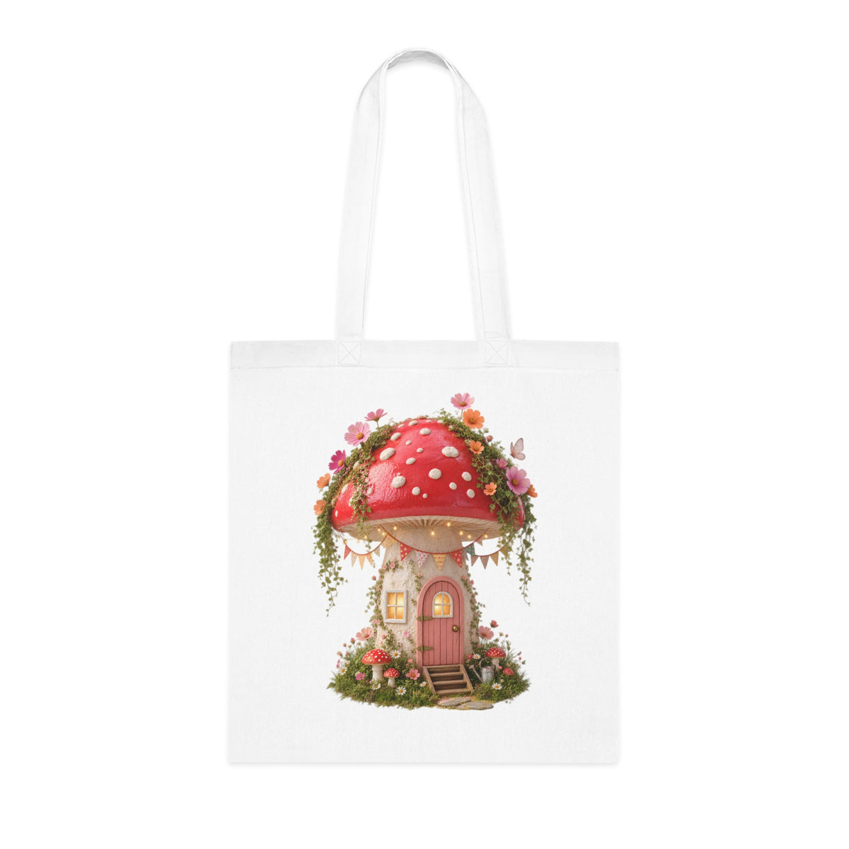 Enchanted Mushroom Cottage – Whimsical Fantasy Tote Bag
