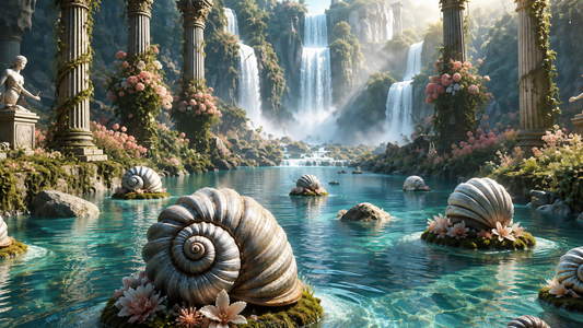 Sanctuary of the Sunlit Cascades | Premium Digital Wallpaper