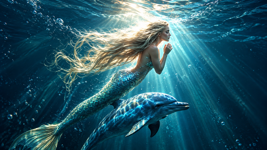 Companion of the Sunlit Dolphin | Premium Digital Wallpaper