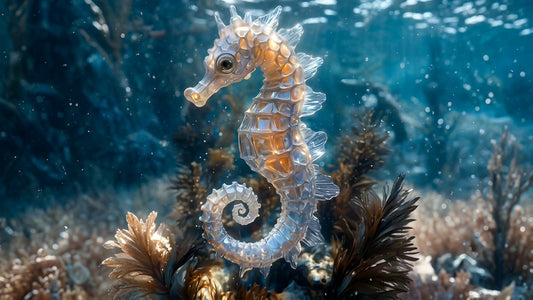 Glimmer of the Amber Seahorse | Premium Digital Wallpaper