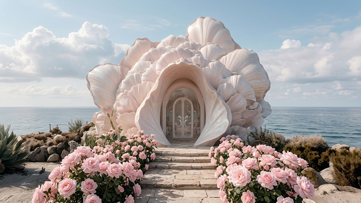 Sanctuary of the Giant Rose Conch | Premium Digital Wallpaper