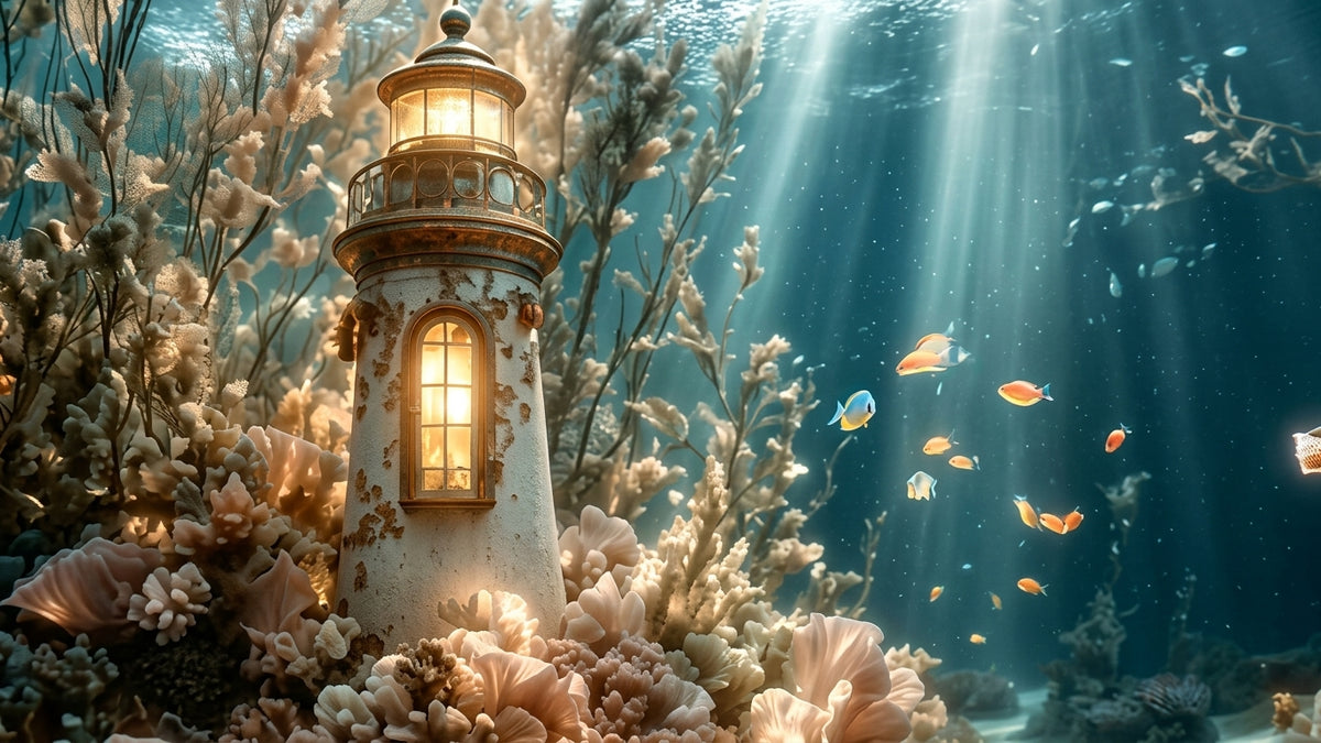 Submerged Luminary of the Coral Veil | Premium Digital Wallpaper