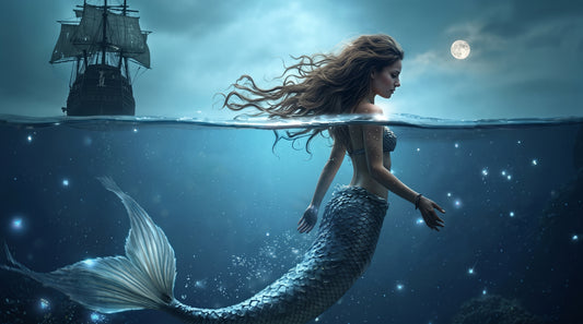 Moonlit Siren of the Ghost Shipwreck | Premium Digital Wallpaper