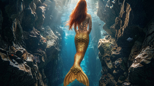 Siren of the Golden Scale Trench | Premium Digital Wallpaper