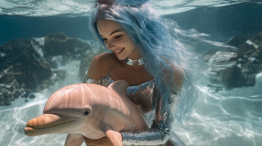 Companion of the Shimmering Dolphin | Premium Digital Wallpaper