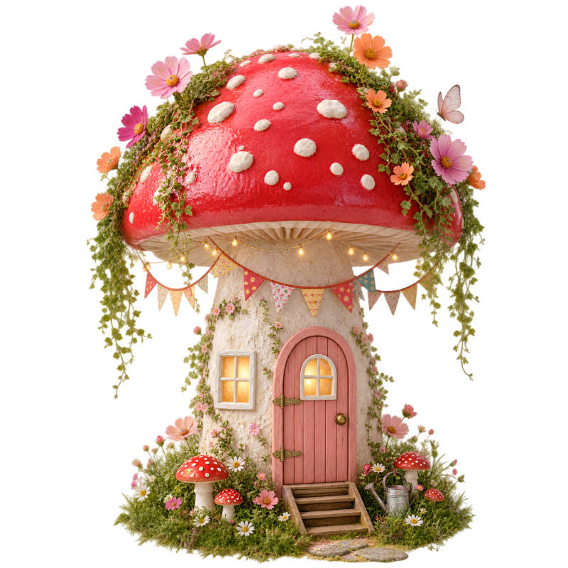 Enchanted Mushroom Cottage – Whimsical Fantasy Tote Bag