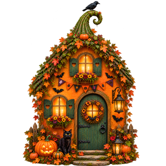 The Whimsical Pumpkin Witch Cottage Tote Bag