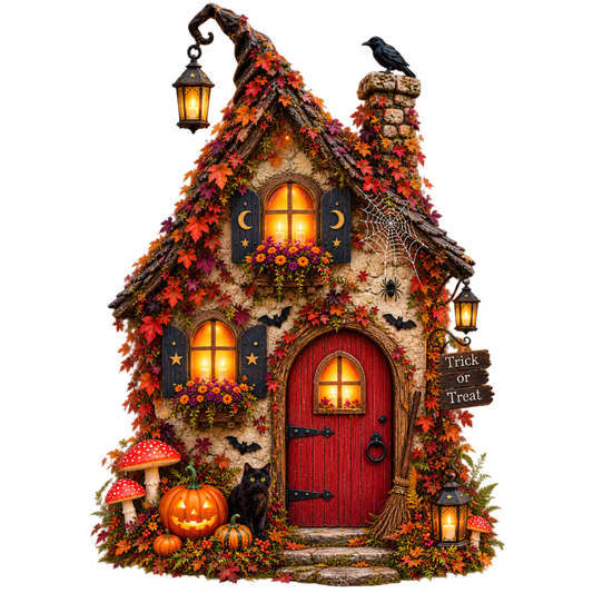 Cozy Autumn Woods Witch House Tote Bag